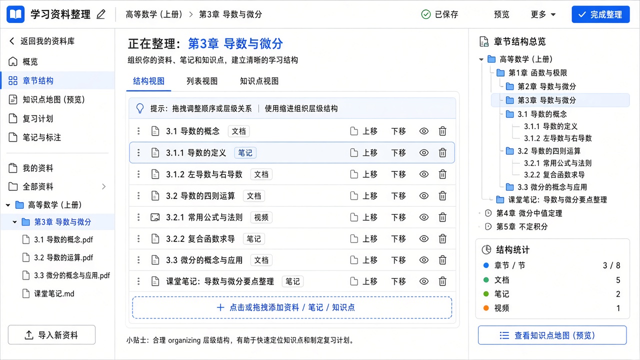 在linqlo网页编辑界面整理学习资料和复习笔记